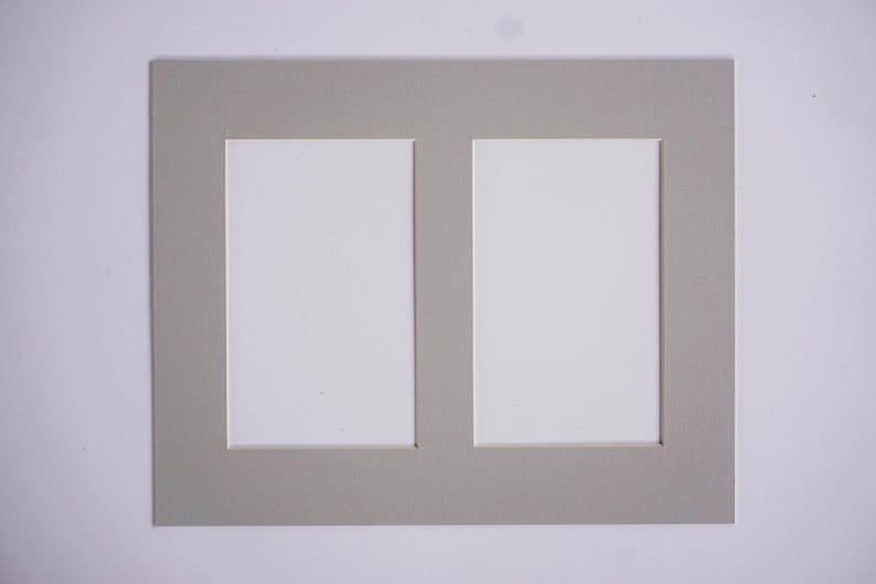 8x10 Double Postcard Mat: Two Openings for 3.5x5.5" Print Grå