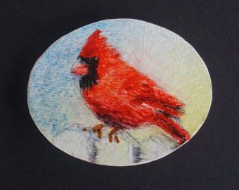 Cardinal Watercolor Painting Magnet: Bird Lover Gift