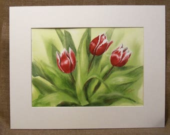 Original Watercolor Painting - Red Tulips - Floral Painting - Painting of Tulips - Wall Art - Home Decor - Painting of Spring Flowers
