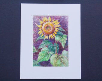 Original Watercolor Sunflower Painting: Bright Floral Art, 5x7"