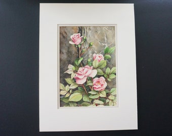Original Art - Mothers Day Gift - Watercolor Painting -Pink Roses - Floral Painting - Flowers - Gouache - Wall Art - Gift for Home