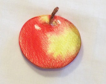 Refrigerator Magnet - Hand Painted Apple - Watercolor Painting - Fruit Magnet - Kitchen Decor - Red Apple - Home decor - Gift Item
