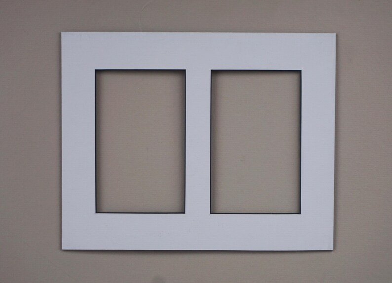 8x10 Double Postcard Mat: Two Openings for 3.5x5.5" Print white, black core