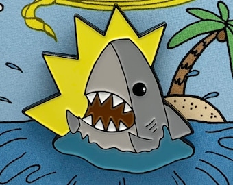 Yelling Shark Enamel Pin