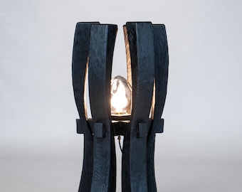 Sculptural Solid Wood Floor Lamp for Living Room | Mid Century Modern Ambient Lighting for Home Decor