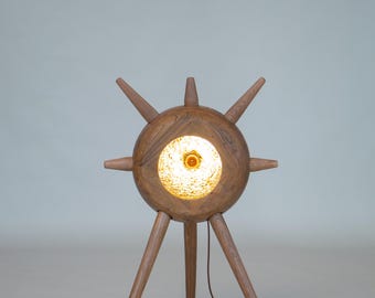 Sculptural Wood Floor Lamp Pixie, Mid Century Modern Standing Light for Living Room, Handmade Solid Wood Lighting Gift