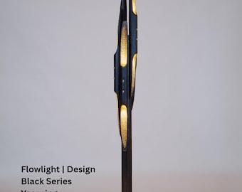 Solid Wood Spiral Carved Floor Lamp | Handcrafted Sculptural Light with Copper Detail – Yearning