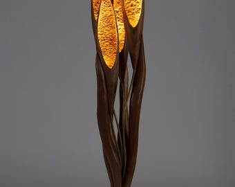 Sculptural Wood Floor Lamp , Mid Century Modern Standing Light for Living Room, Handmade Solid Wood Lighting Gift