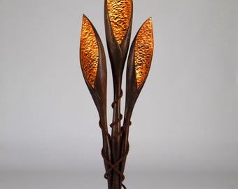 Mid Century Modern Standing Light for Living Room, Sculptural Wood Floor Lamp ,  Handmade Solid Wood Lighting Gift
