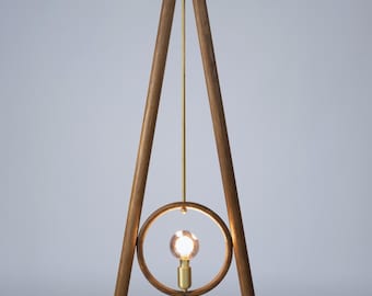 Artful Sculptural Wood Floor Lamp , Mid Century Modern Standing Light, Handmade Solid Wood Piece