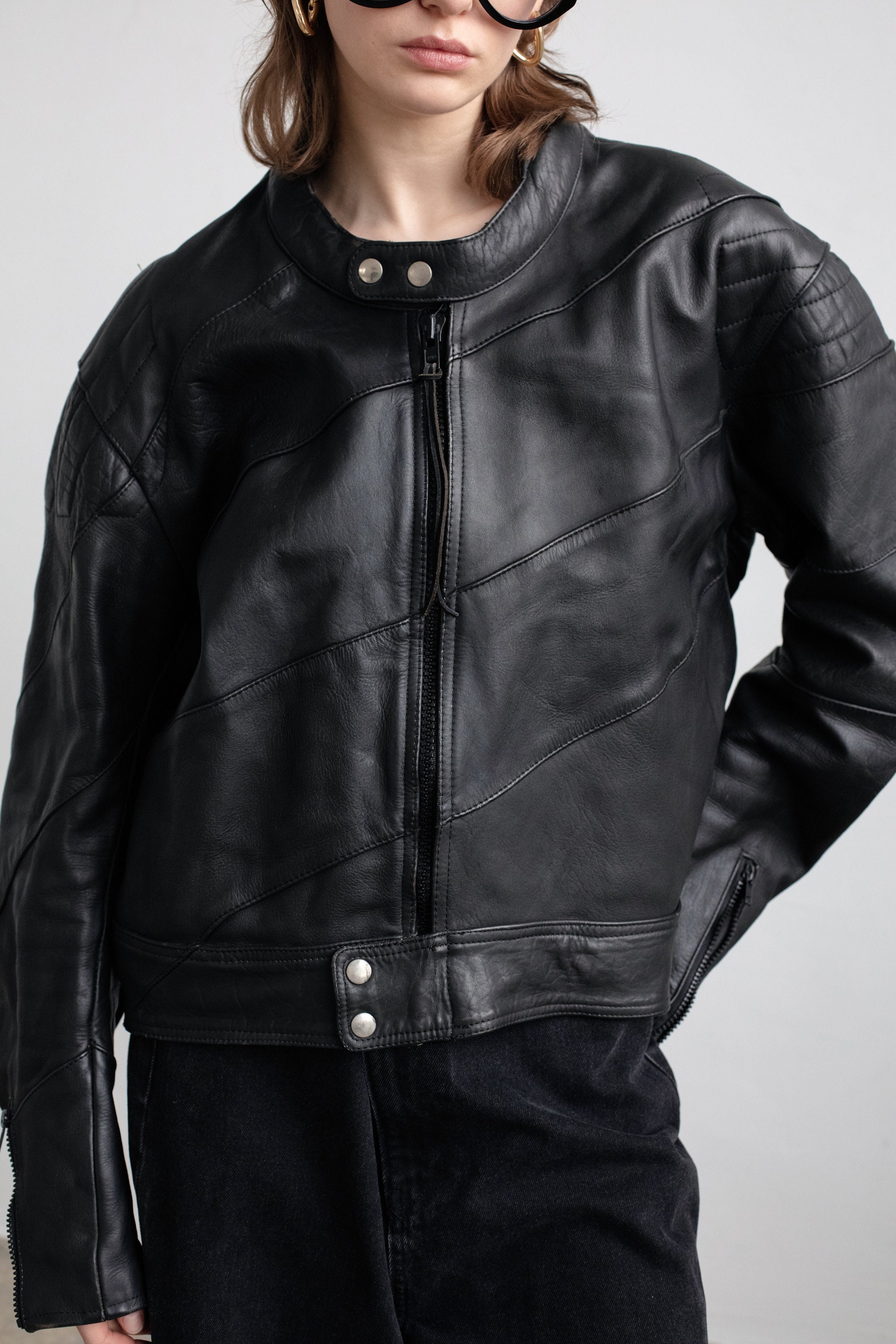 ジャケット・アウター 70s vintage leather riders jacket black 70s Vtg Black Leather Motorcycle Jacket Biker Moto Punk