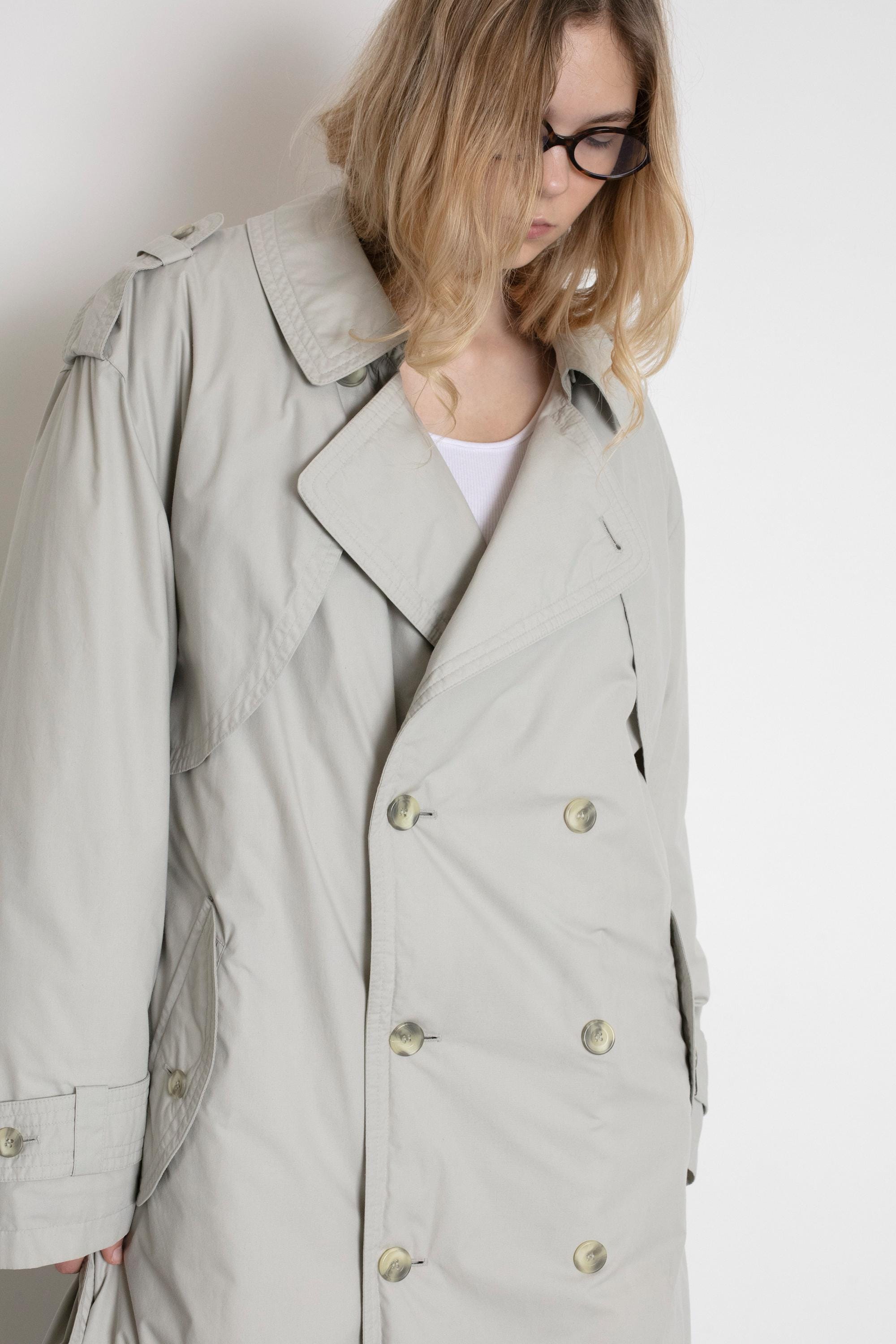 Vintage Trench Coat Puffer Light Grey Spring Jacket Long
