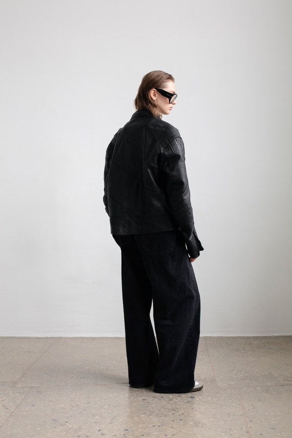 ジャケット・アウター 80s 90s Euro vintage black cashgora coat Vintage 80s 90s Genuine Black Leather Biker Motorcycle Punk