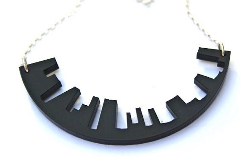 Black Necklace Skyline Sterling Silver Urban London New York image 1