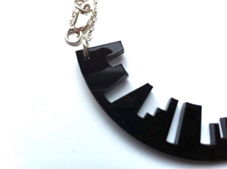 Black Necklace Skyline Sterling Silver Urban London New York image 2