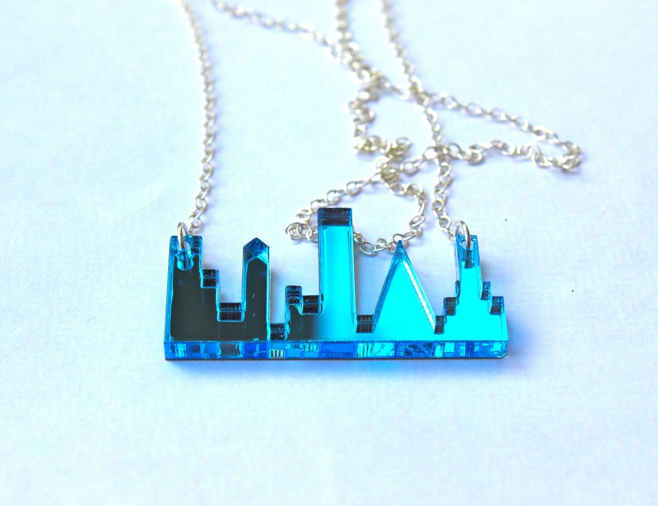 Blue Skyline Necklace Laser Cut Acrylic Perspex Urban London Etsy