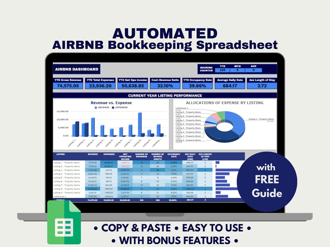 Airbnb Bookkeeping Template Google Sheets Bookkeeping Template Airbnb ...