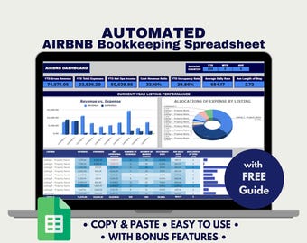 Airbnb Bookkeeping Template Google Sheets Bookkeeping Template Airbnb Profit and Loss Spreadsheet Airbnb Dashboard Rental Property Dashboard