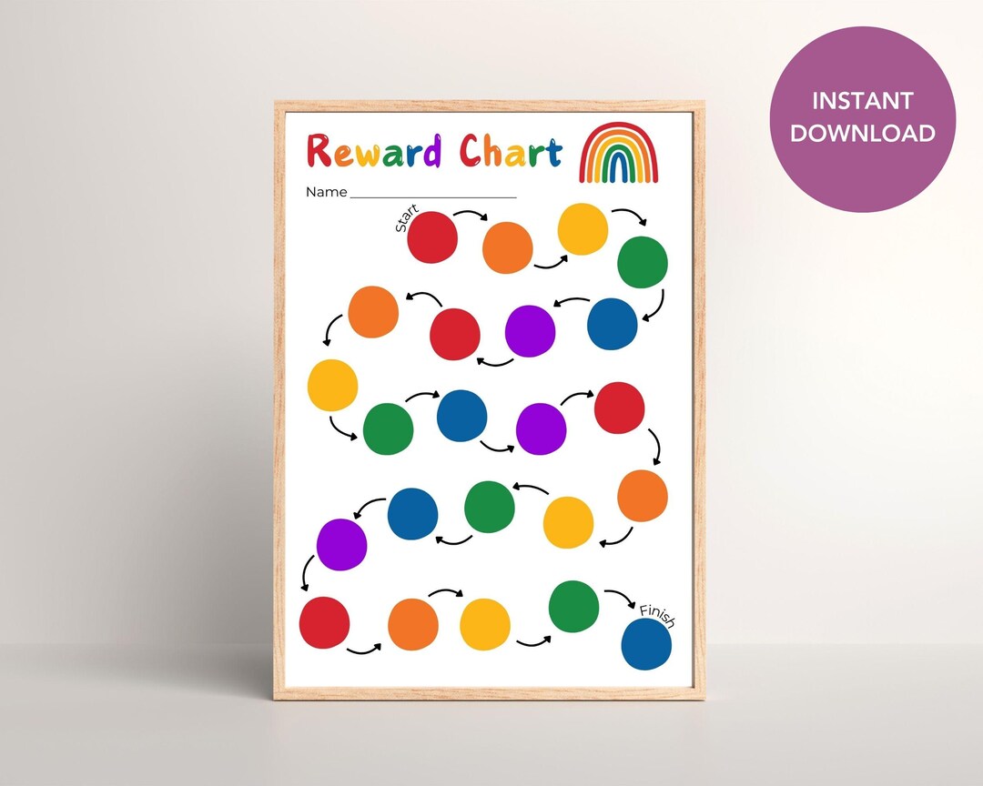 Rainbow Reward Chart | for Kids | Instant Download PDF | DIY Sticker ...