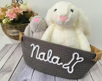 Personalized Cotton Rope Basket, Nursery Organizer, Baby Shower Gift