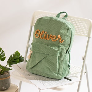 Children's Backpack, Embroidered School Bags for Kids and Toddlers, Handmade Corduroy Backpack, Custom Kid Corduroy Backpack