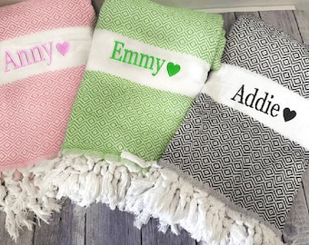 Personalized Turkish beach towel, Bachelorette Wedding Custom Gifts, Custom Gift Towel, 40&#39;&#39;x70&#39;&#39;, Bachelorette Party Favor, Wholesale Towel