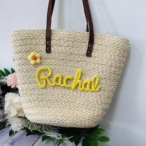 Customized Straw Bags, Personalized Wedding Guest Gift, Straw tote,  Monogrammed Bag Bridal Shower Bags, Custom Beach Bag, Embroidered Bag