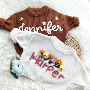 Personalized Baby Jumper with Embroidered Name Monogram, Kids jumper, Embroidered baby sweater, Junior Jumpers, baby knit sweater, Baby gift