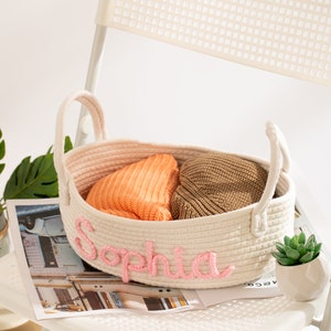 Name Basket, Handmade Basket, Personalized Handmade Basket, Baby Gift, Baby Shower Gift, Toy Organizer, Baby Shower Basket