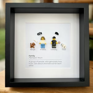 LEGO Wall Art Minifigure Frame Geek Gift Custom LEGO Picture custom personalized Valentines Day wedding couple Father’s Day, metrics