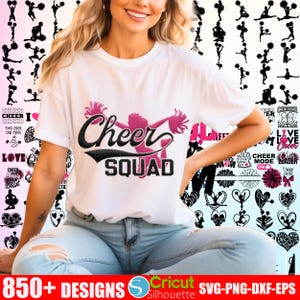 Cheerleader SVG Bundle - Cheer PNG, Sport Silhouette, Pom Pom Clipart, Cheer Mom Cut Files for Cricut & Sublimation Designs