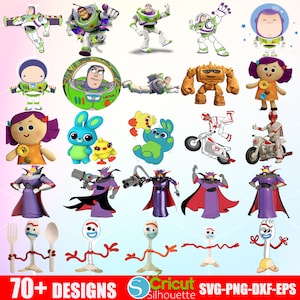 Pacchetto SVG di Toy Story, file PNG di Woody e Buzz Lightyear, clipart dello sceriffo Woody, file di taglio del compleanno di Toy Story per Cricut e Silhouette