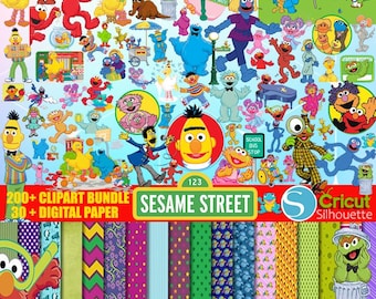 Retro Cartoon SVG Bundle, Sesame Street Birthday, Elmo, Cute Monster Clipart, Muppet Inspired Digital Download for Cricut and Sublimation