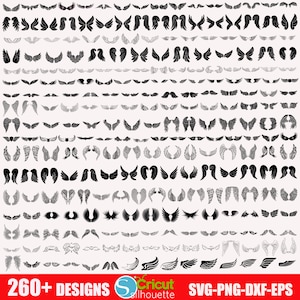 Puede incluir: Una colección de más de 260 diseños de alas en blanco y negro en varios estilos. Los diseños son perfectos para manualidades, scrapbooking y otros proyectos creativos.