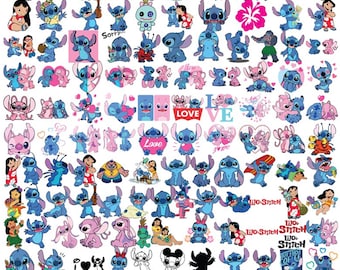 440+ リロ アンド スティッチ SVG PNG バンドル、リロ アンド スティッチ クリップアート png、かわいいリロ Png、スティッチ Png、エンジェル Png、クリカット、シルエット、ベクターカット ファイル