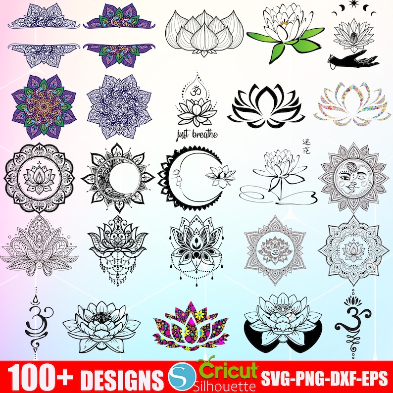 Lotus Flower SVG PNG Bundle, Mandala Floral Cut Files, Zen & Yoga ...