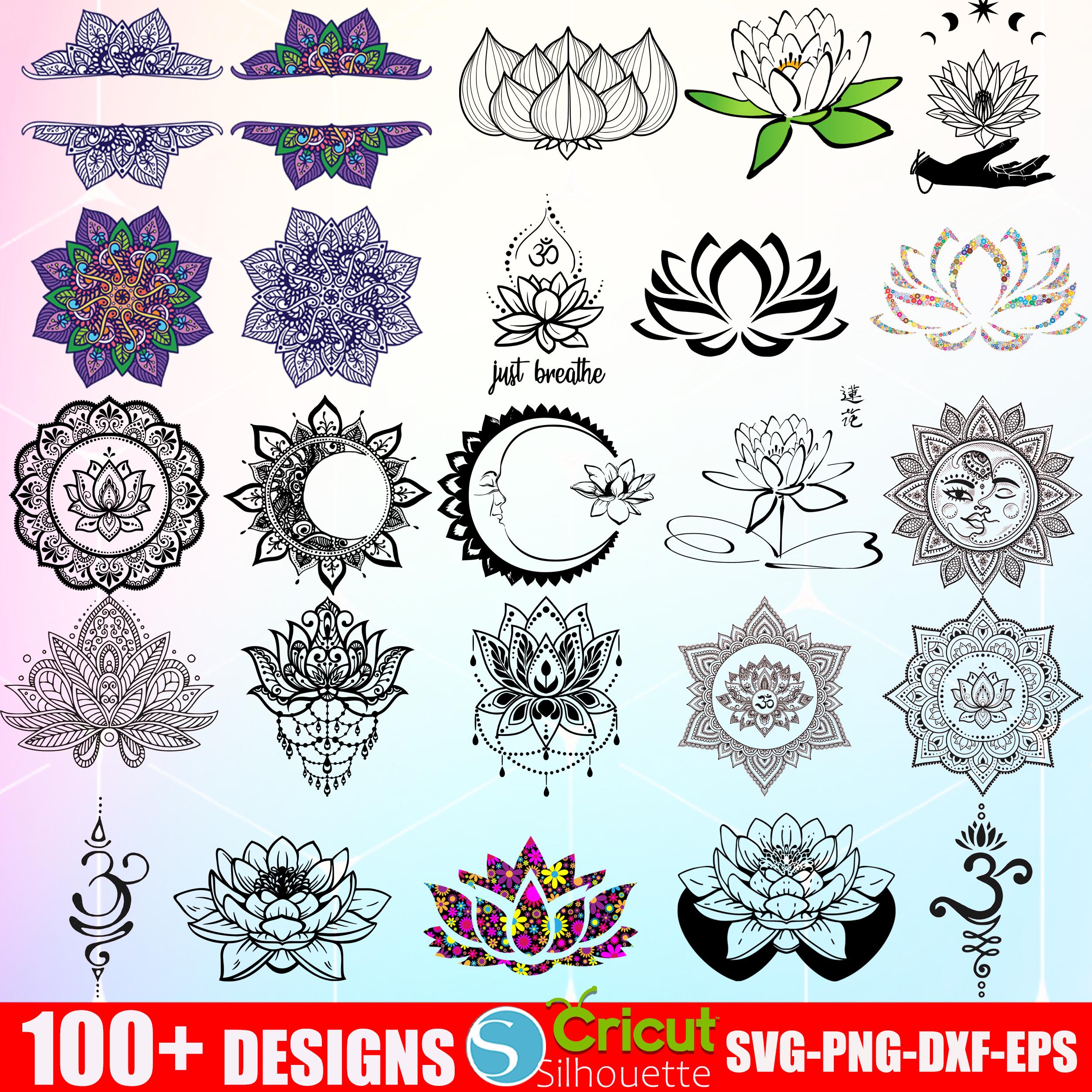 Lotus Flower SVG PNG Bundle, Mandala Floral Cut Files, Zen & Yoga ...