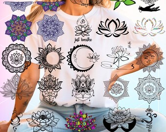 Lotus Flower SVG PNG Bundle, Mandala Floral Cut Files, Zen & Yoga ...