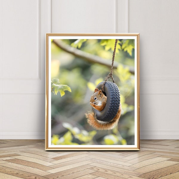 Wheeee Goes The Squirrel Photo - Digital Download - Instant Download - Printable Photography - 8x10 Squirrel Photo