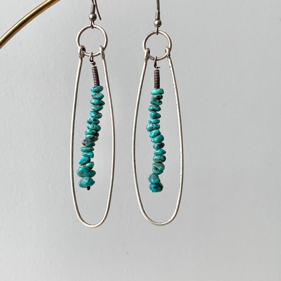 Stacked Turquoise Dangle Loop Earrings - image 3