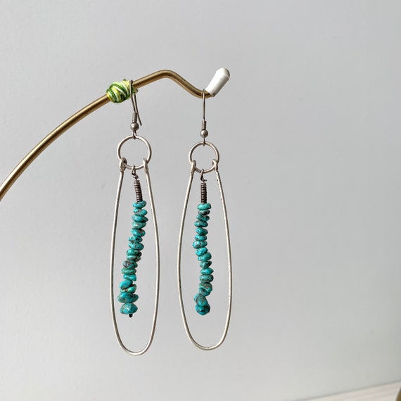 Stacked Turquoise Dangle Loop Earrings - image 1
