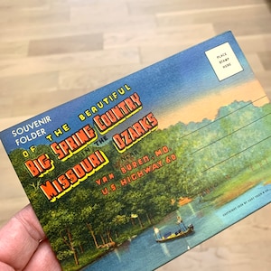 Vintage Big Spring Country Missouri Ozarks Souvenir Folder Fold Out Postcard 1939