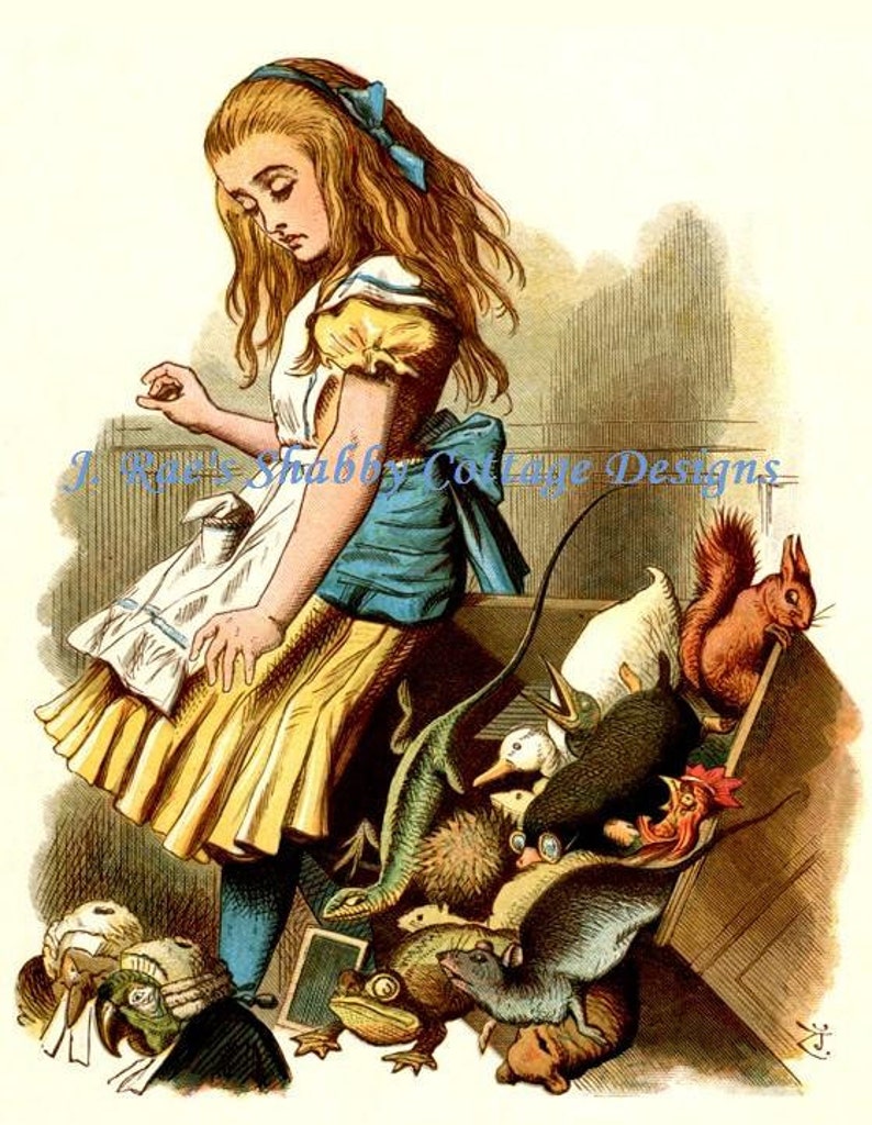 Alice in Wonderland With Animals Tenniel Illustration on Etsy