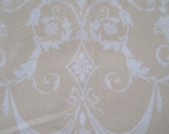 Home Decor Drapery Upholstery Athena Fabric Design by Laura Katz "Arabesque"  Cream on Pale Linen Background 6.75 Yards x 54"