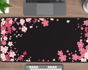 Kersenbloesem bureaumat, grote Japanse sakura-muismat, roze bloesem zen-bureaudecor, ontspannend natuurcadeau, esthetische bureauonderlegger