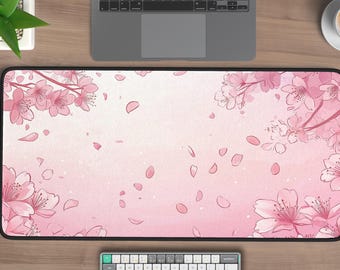 Bureauonderlegger kersenbloesem, grote Sakura-muismat, roze bloemen Japans bureaudecor, zen-natuurcadeau, esthetische bureauonderlegger
