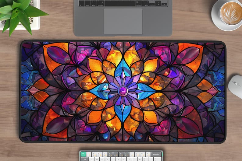 Stained Mat Stained Glass Desk Mat - Large, Colorful, Durable, Artistic Design for ...