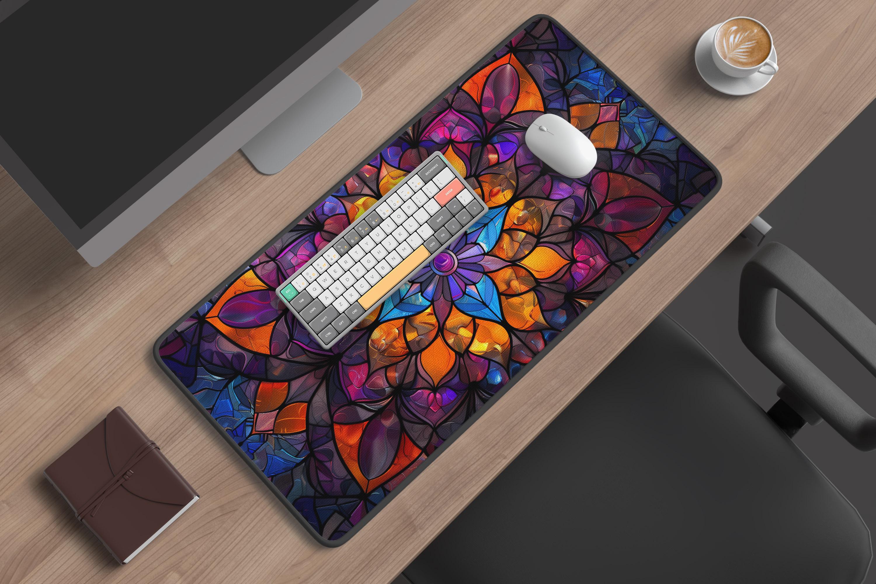 Stained Mat Stained Glass Desk Mat - Large, Colorful, Durable, Artistic Design for ...