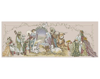 Nativity Scene Cross Stitch Kit: Zweigart Aida, DMC Threads (Digital Pattern)