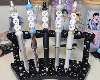 SKZ Silikon Perlenstift | Streunende Kinder Kpop Merch | Süßer Fächer Stift | Journaling Stift für Bias Notizen | Handgefertigt STAY Geschenk